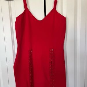 Mid calf red bodycon dress